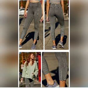FP Movement - Get On It-Zipper Heatheted Grey Ankle Moto Leggings....size Large